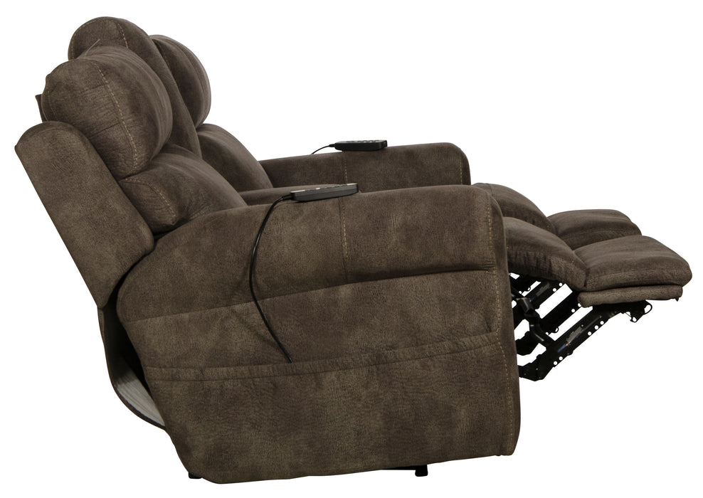 Tranquility - Power Headrest Power Lay Flat Reclining Cons Loveseat With CR3 Heat / Massage / Lumbar - Pewter