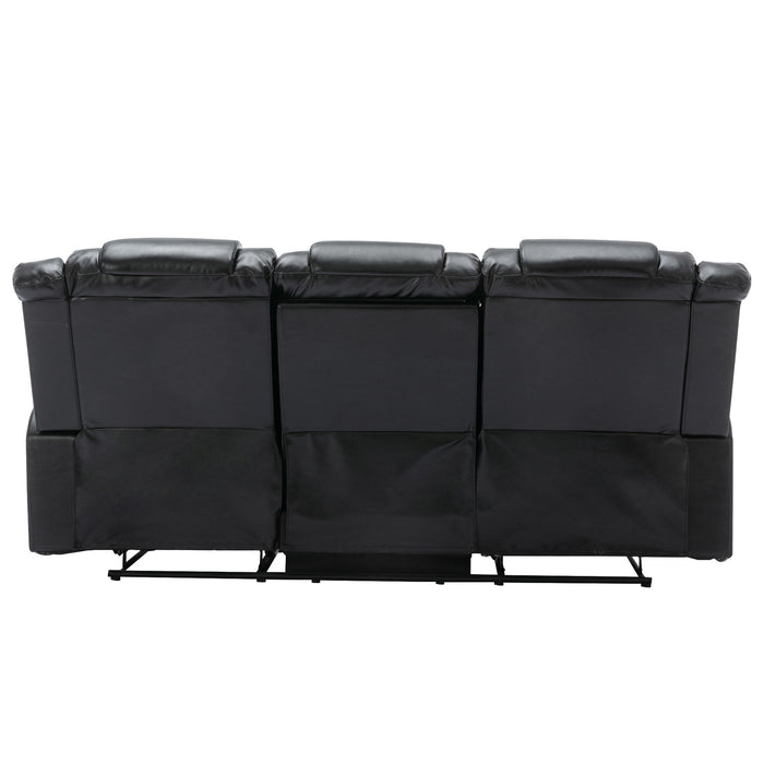 3 Seater Home Theater Recliner Manual Recliner Chair With Two Built-In Cup Holders For Living Room