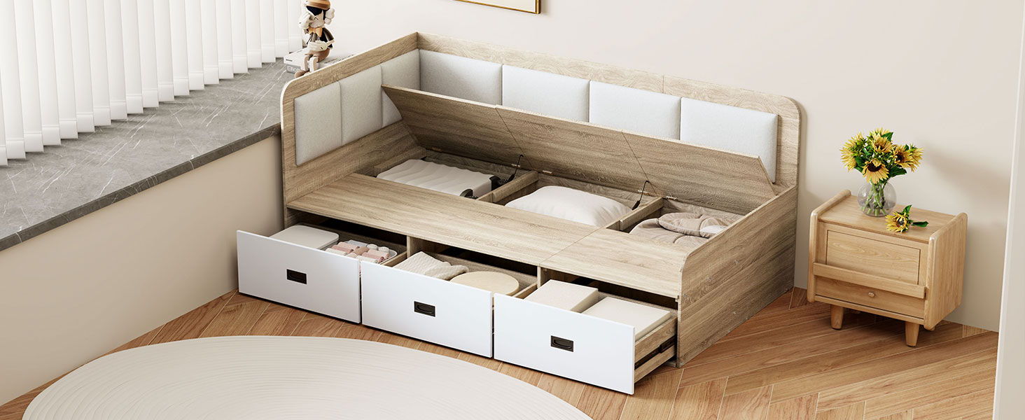 Daybed With Three Drawers And Three Storage Compartments