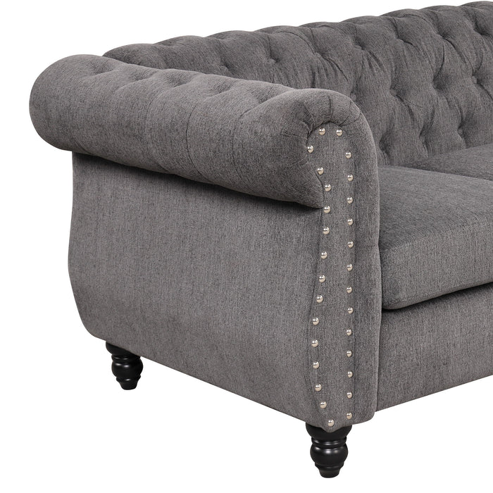 Modern Sofa Dutch Plush Upholstered Sofa, Solid Wood Legs, Buttoned Tufted Backrest