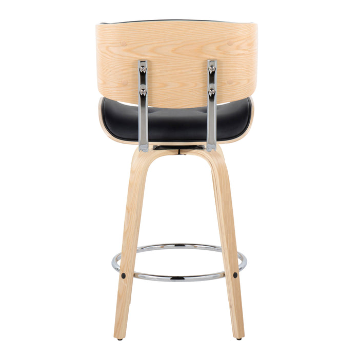 Lombardi - Mid Century Modern Fixed Height Counter Stool With Swivel With Round Footrest (Set of 2)