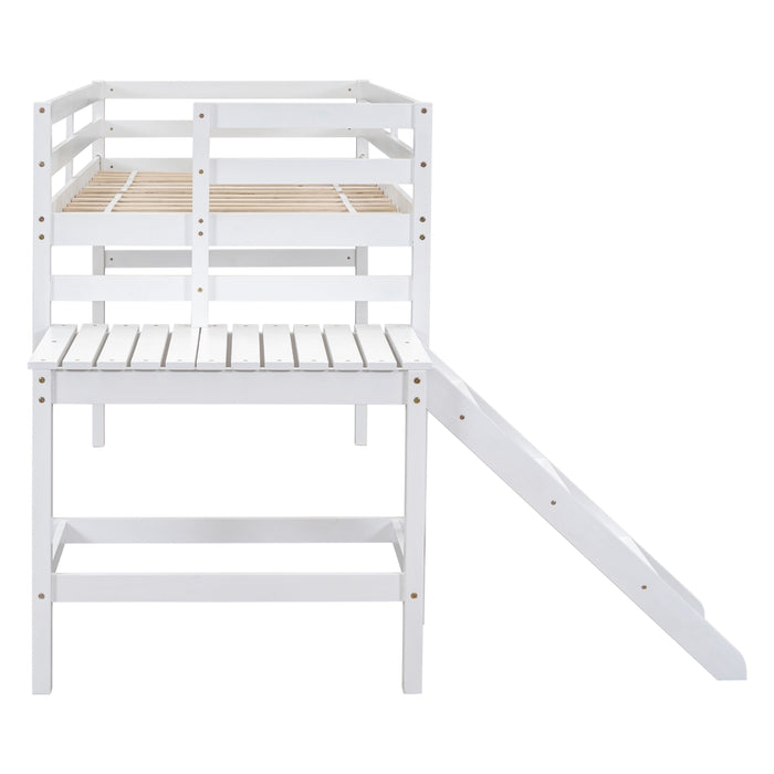 Twin Loft Bed With Platform, Ladder