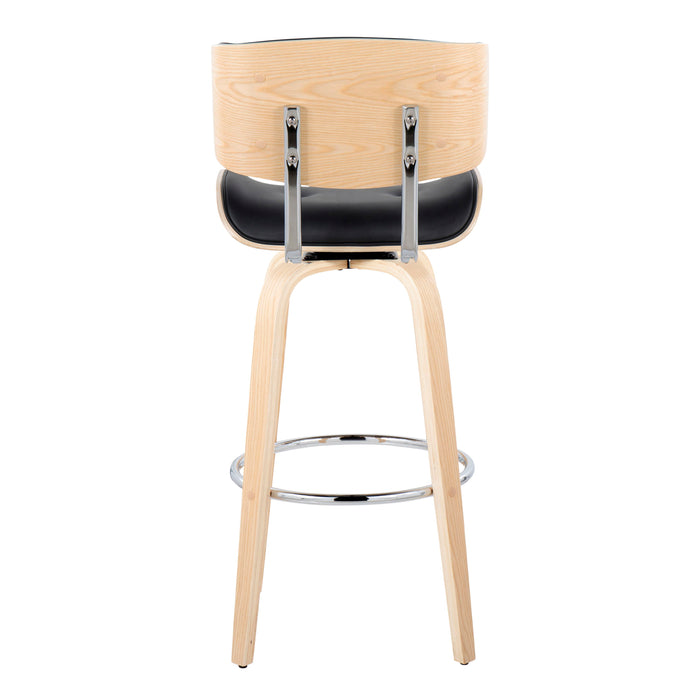 Lombardi - Mid Century Modern Fixed Height Barstool With Swivel With Round Footrest (Set of 2)