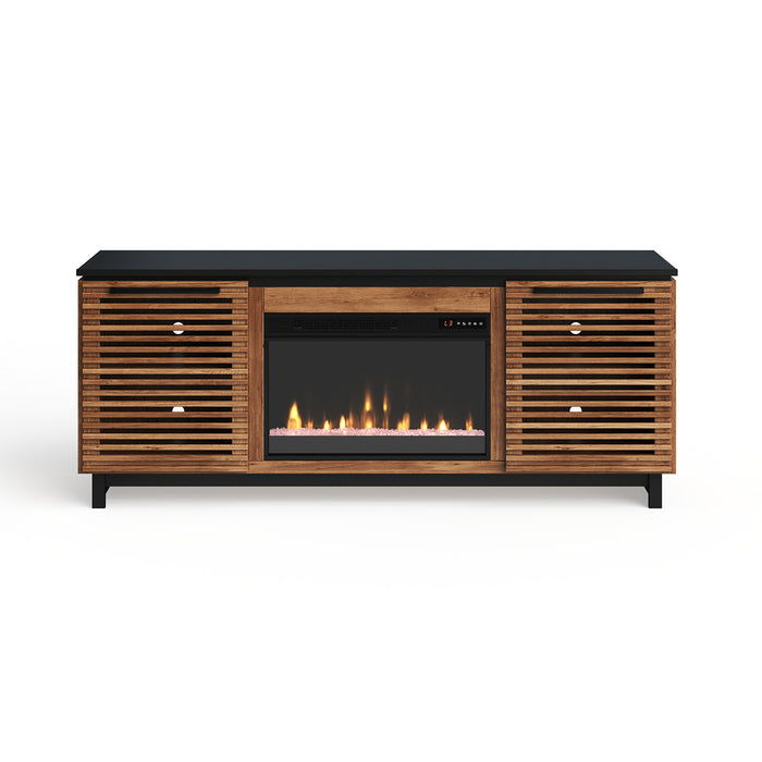 Graceland - 69" Fireplace TV Stand - Black / Bourbon