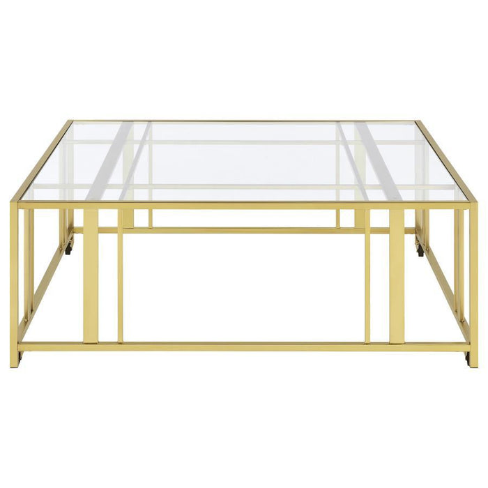 Adri - Square Glass Top Coffee Table With Casters