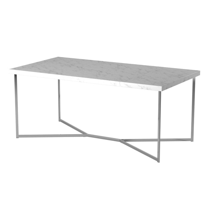 Modern Glam Metal And Faux Marble Coffee Table