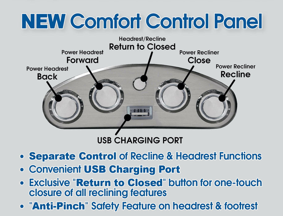 Liam - Power Headrest Power Lay Flat Recliner - Coal