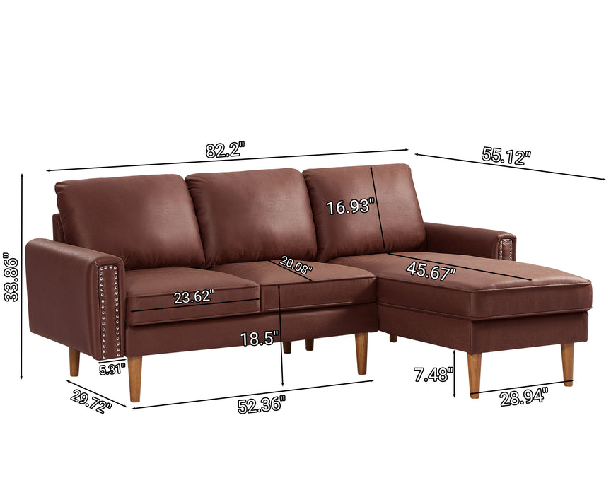 L-Shape Sofa Couch With Chais Mid-Century, Strong Leg And Design That Will Complement Any Living Space, Left Chaise