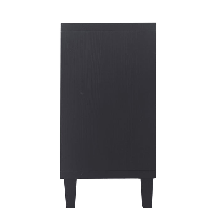 Accent Cabinet 4 Door Wooden Cabinet Sideboard Buffet Server Cabinet Storage Cabinet, For Living Room, Entryway, Hallway, Office, Kitchen And Dining Room - Matte Black