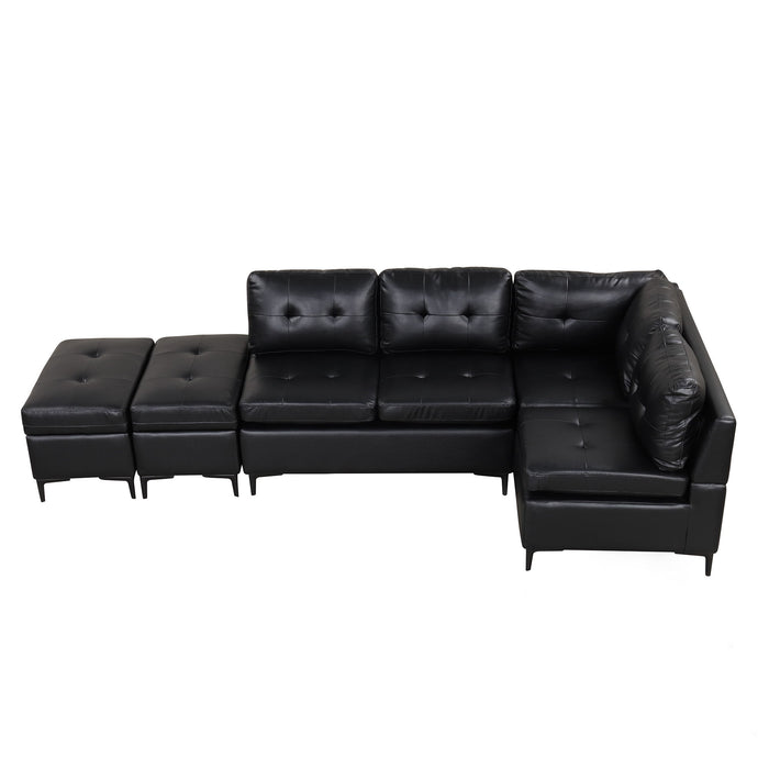 L-Shaped Corner Sofa Sectional Sofa Couch With Movable Storage Ottomans For Living Room