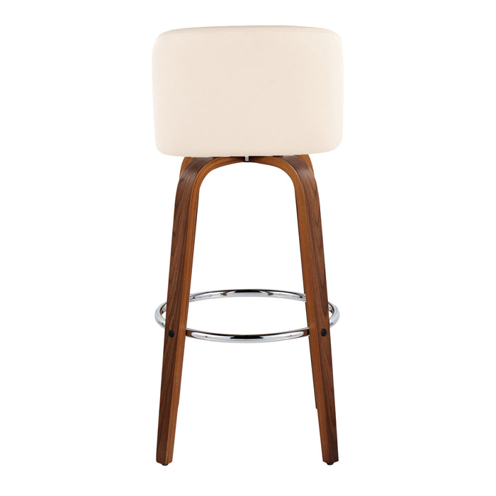 Toriano - Mid Century Modern Fixed Height, Barstool With Swivel With Round Footrest (Set of 2)