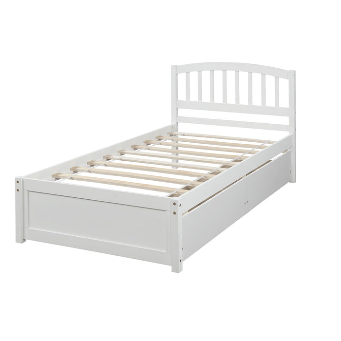 Platform Storage Bed Wood Bed Frame With Two Drawers And Headboard