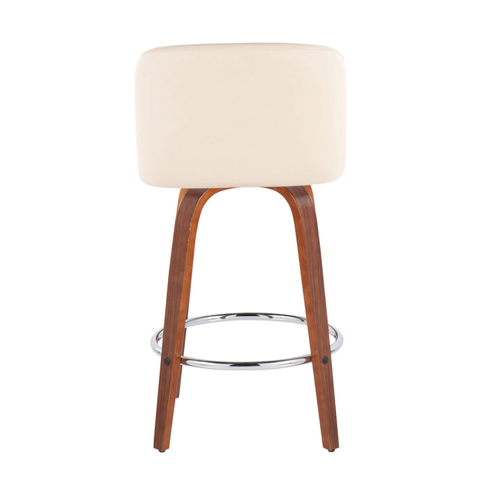 Toriano - Mid-Century Modern Fixed Height Counter Stool With Round Footrest (Set of 2)