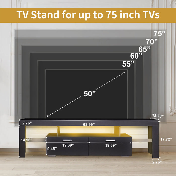 LED TV Stand Modern TV Stand With Storage Entertainment Center With Drawer TV Cabinet For Up To 75" For Gaming Living Room Bedroom