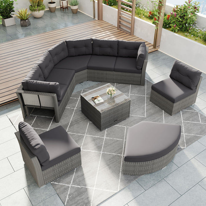 Patio Furniture Set Outdoor Furniture Daybed Rattan Sectional Furniture Set Patio Seating Group With Cushions And Center Table For Patio, Lawn, Backyard, Pool - Gray