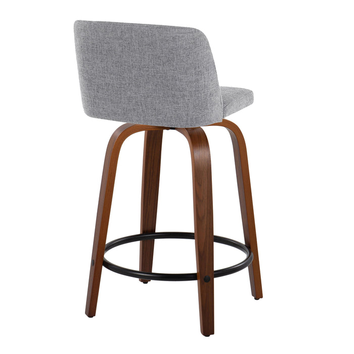 Toriano - Mid Century Modern, Fixed Height Counter Stool & Swivel And Round Footrest (Set of 2)