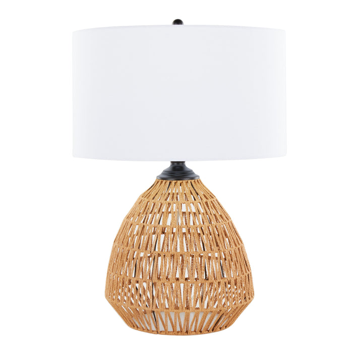 Congo - Contemporary Rattan Table Lamp - Natural / Matte Black / White