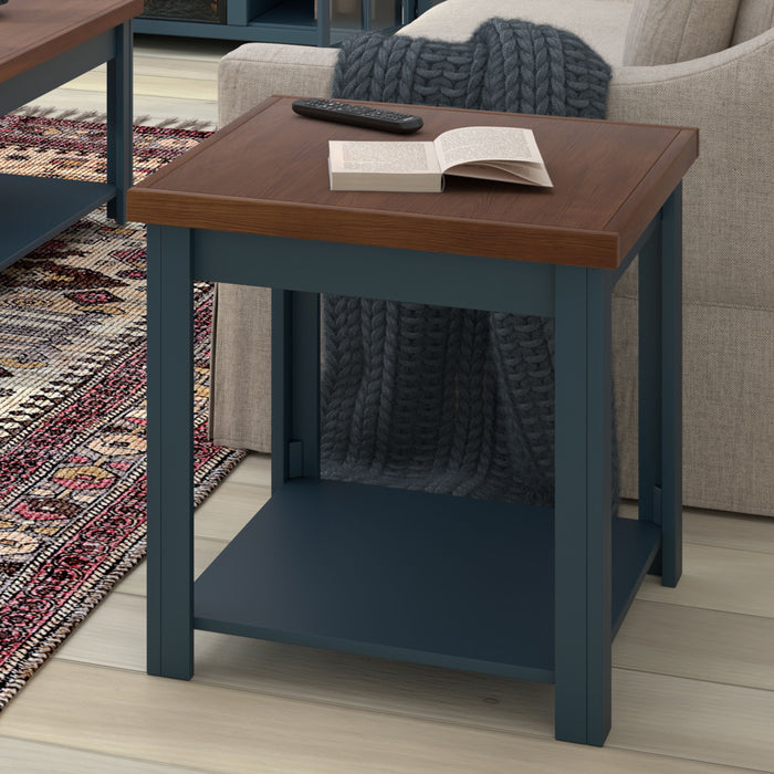 Bridgevine Home - Nantucket 24" Side Table - Blue Denim and Whiskey Finish