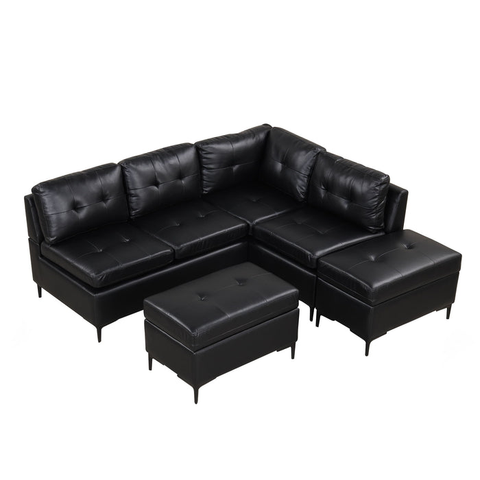 L-Shaped Corner Sofa Sectional Sofa Couch With Movable Storage Ottomans For Living Room