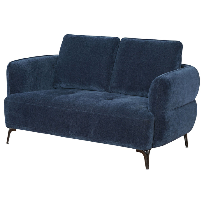 Lively - Chenille Upholstered Modern Track Arm Loveseat - Blue