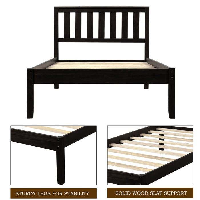 Platform Bed With Headboard / Wood Slat Support