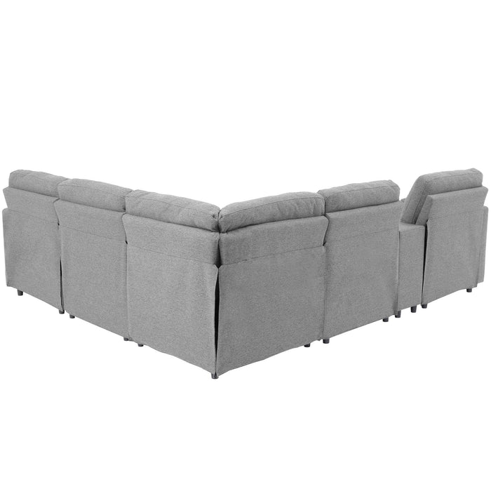 Power Recliner Corner Sofa Home Theater Reclining Sofa Sectional Couches With Storage Box, Cup Holders, USB Ports And Power Socket For Living Room