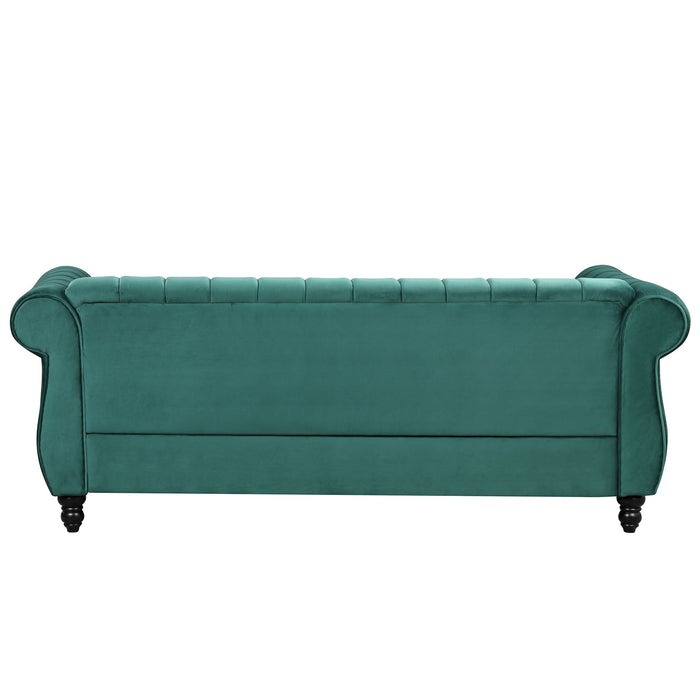 Modern Sofa Dutch Fluff Upholstered Sofa & Solid Wood Legs, Buttoned Tufted Backrest