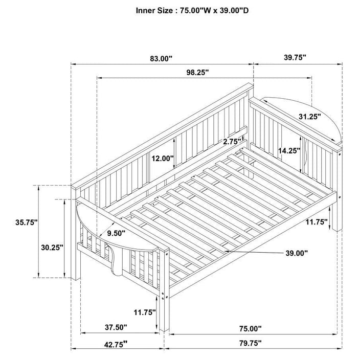 Bethany - Wood Twin Daybed With Drop-down Tables