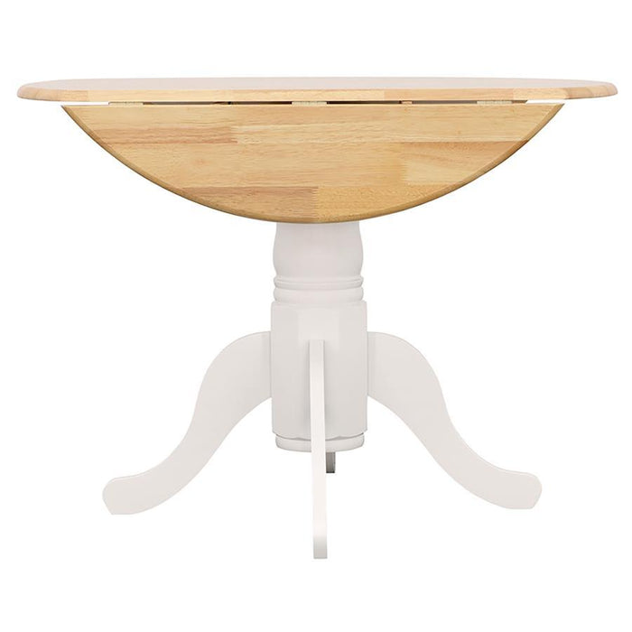 Allison - Drop Leaf Round Dining Table - Natural Brown And White