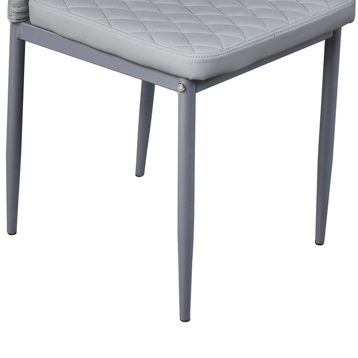 Modern Minimalist Dining Chairs, Fireproof Leather Sprayed, Metal Pipe Diamond Grid Pattern