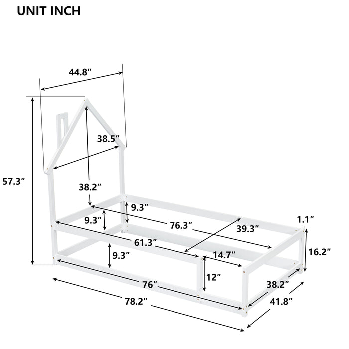 Wood Bed With House Shaped Headboard Floor Bed With Fences