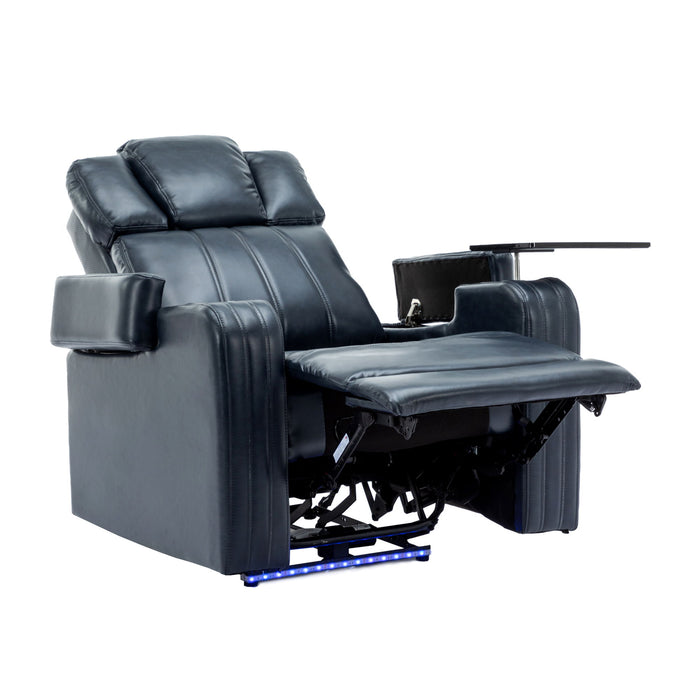 Power Recliner Individual Seat Home Theater Recliner With Cooling Cup Holder - Bluetooth Speaker, Led Lights, USB Ports, Tray Table, Arm Storage For Living Room