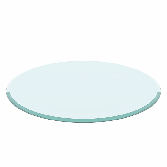 24" Round Tempered Glass Table Top Clear Glass Beveled Polished Edge