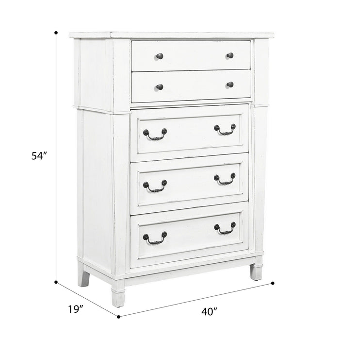 Coastal 5 Drawer Chest - White