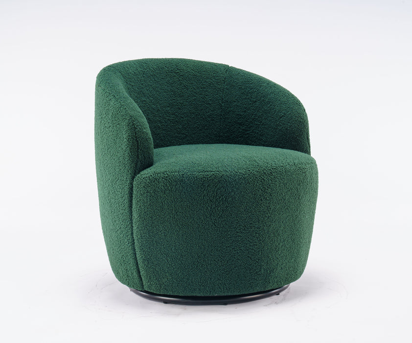 Teddy Fabric Swivel Accent Armchair Barrel Chair With Powder Coating Metal Ring