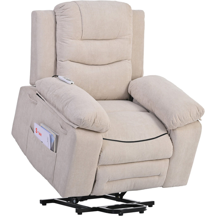 Massage Recliner, Power Lift Chair With Adjustable Massage And Heating Function, Recliner Chair With Infinite Position And Side Pocket For Living Room