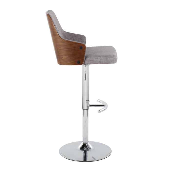 Stella - Contemporary Adjustable Barstool Stool With Swivel With Rounded T Footrest (Set of 2)