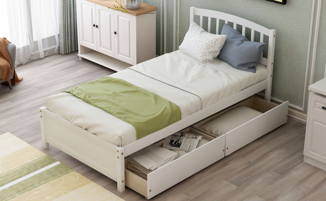 Platform Storage Bed Wood Bed Frame With Two Drawers And Headboard