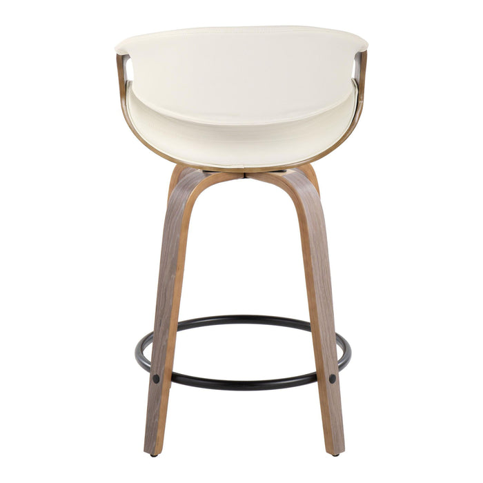 Symphony - Mid Century Modern Fixed Height Counter Stool With Swivel And Round Footrest (Set of 2)