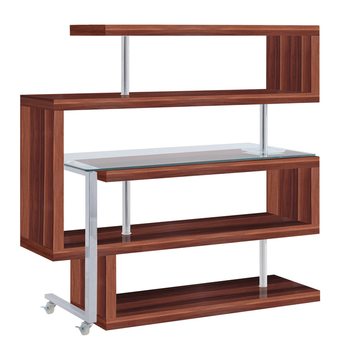 Buck II - Clear Glass, Chrome High Gloss Writing Desk With Shelf