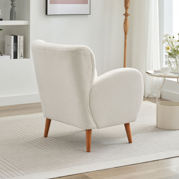 Modern Wing Back Lounge Chair Stylish Design, Soft Fabric, Solid Wood Legs, Durable Frame