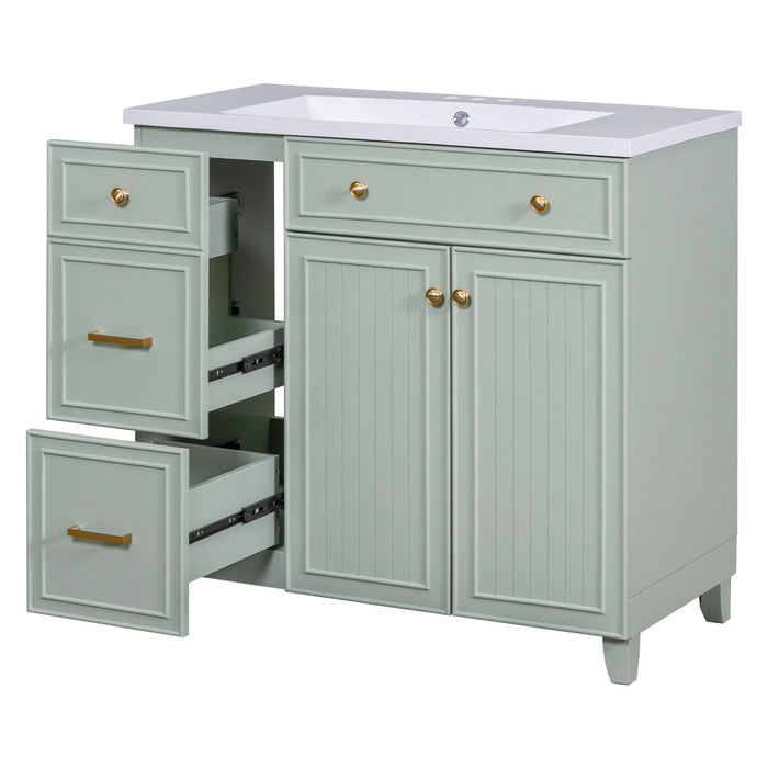 Bathroom Vanity, Transitional Style Bathroom Cabinet With Resin Sink, Single Bathroom Cabinet, With 2 Drawers And 1 Adjustable Storage Shelf, 2 Soft-Close Doors