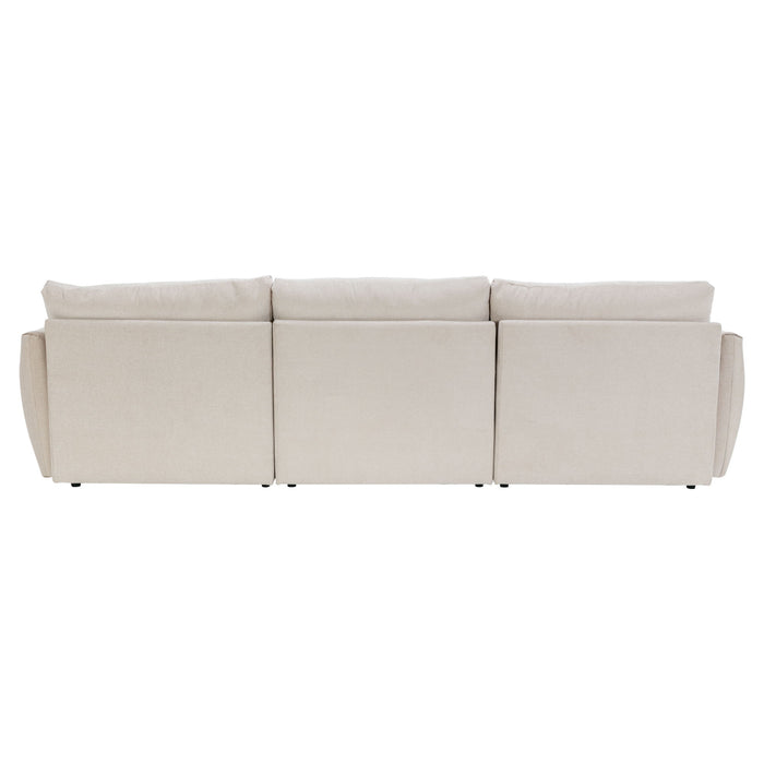 Convertible Sectional Sofa Couch 3 Seat L-Shaped Sofa With Movable Ottoman And USB For Apartment, Living Room, Bedroom