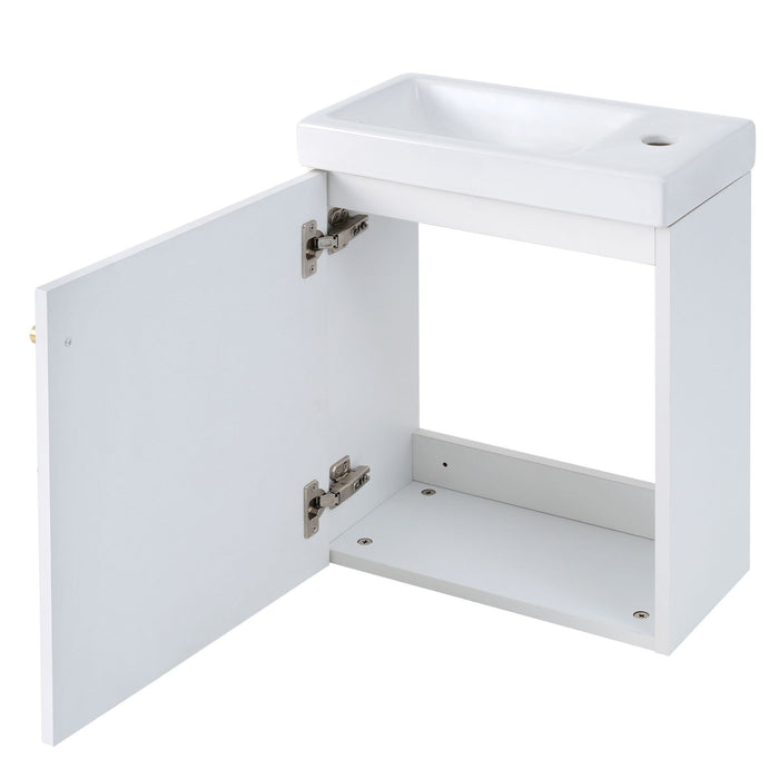 Contemporary Wall-Mounted Bathroom Vanity Combo Cabinet With Ceramic Basin Ideal For Small Bathrooms