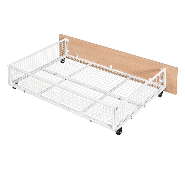 Bunk Bed, Metal Triple Bunk Bed With Drawers And Guardrails