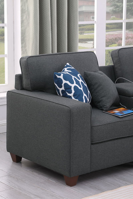 Hannah - Sectional Sofa With Ottoman - Dark Gray