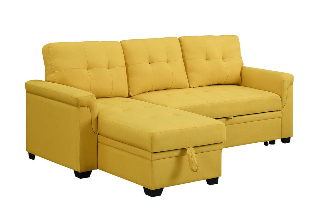 Lucca - Linen Reversible Sleeper Sectional Sofa With Storage Chaise