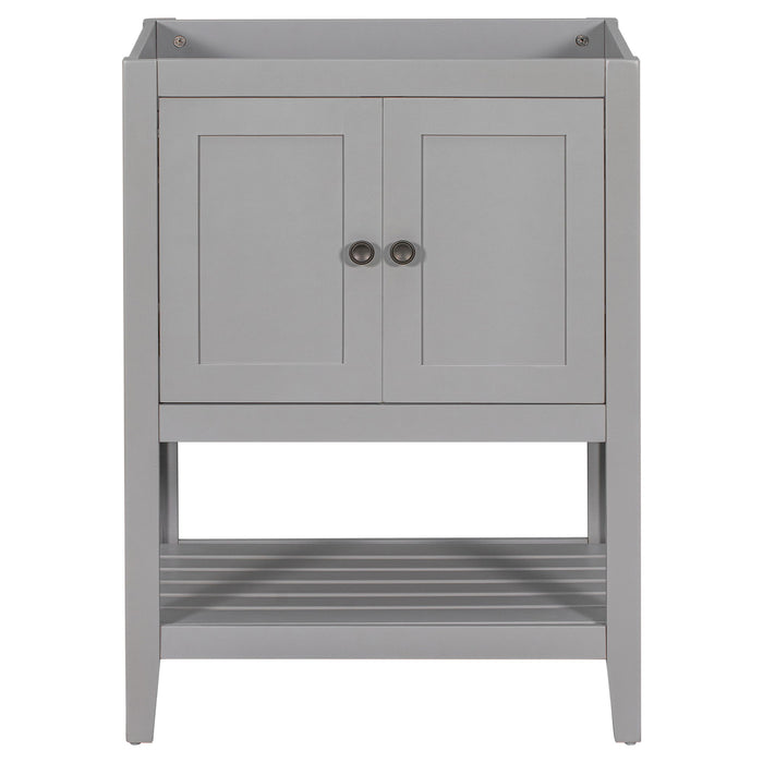 Bathroom Vanity Base Only, Soild Wood Frame, Bathroom Storage Cabinet With Doors And Open Shelf