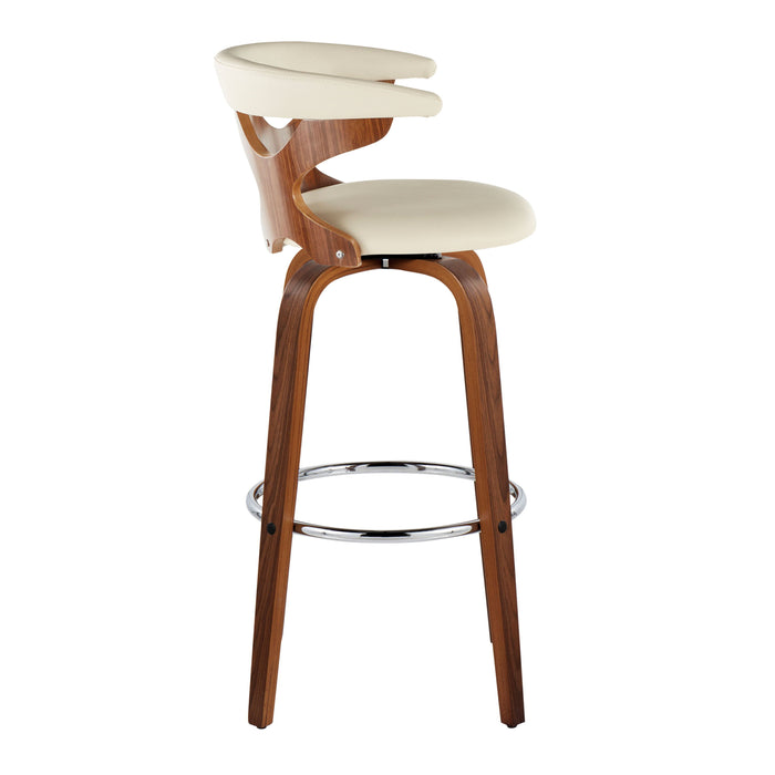 Gardenia - Mid Century Modern Fixed Height Barstool With Swivel With Round Footrest (Set of 2)