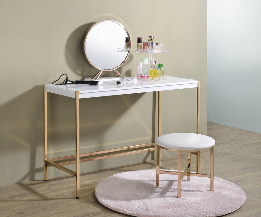 Midriaks - Writing Desk With USB - Golden / White